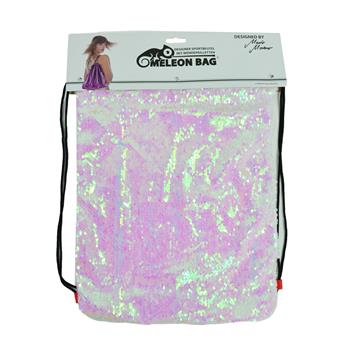Cmeleon Bag, Pailletten Sportbeutel, pink/weiß, 40x35cm
