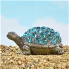 Design Maritim, Polyresin Schildkröte mit blauen Steinen, 19,40x13x8,60cm