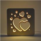 AmbiWood, Holzschnittlampe, Herzen, 19x19x3cm, inkl. USB-Stromkabel und AN/AUS-Schalter