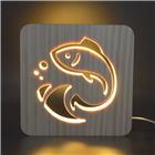 AmbiWood, Holzschnittlampe, Fisch, 19x19x3cm, inkl. USB-Stromkabel und AN/AUS-Schalter