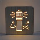 AmbiWood, Holzschnittlampe, Leuchtturm, 19x19x3cm, inkl. USB-Stromkabel und AN/AUS-Schalter