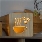 AmbiWood, Holzschnittlampe, Kaffee, 19x19x3cm, inkl. USB-Stromkabel und AN/AUS-Schalter