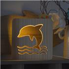 AmbiWood, Holzschnittlampe, Delfin, 19x19x3cm, inkl. USB-Stromkabel und AN/AUS-Schalter