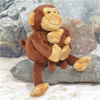 Laber-Affe mit Baby, "Nana und Coco"  braun, inkl. Batterien, 16x15,5x23cm