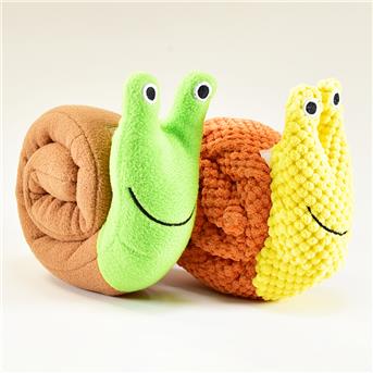 Haustierspielzeug, Hundespielzeug, Plüsch Roll-Schnecke, 2-fach sortiert, 70x7,5x8 cm