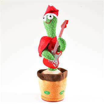 Tanzender Kaktus mit Sound und Laberfunktion,Weihnachtsmütze und Gitarre,