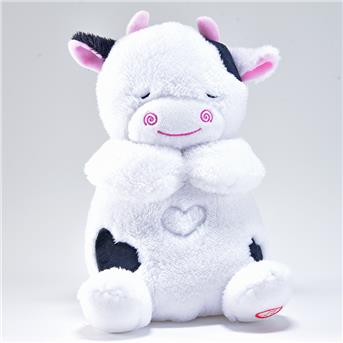 Sleep and Snuggle - Atmendes Einschlaf-Plüschtier, schlafende Kuh, 28x18,5x18cm