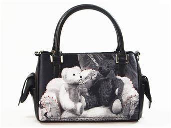 Retro Handtasche klein, 2Teddybären / Sofa, Mario Moreno, 15x20cm