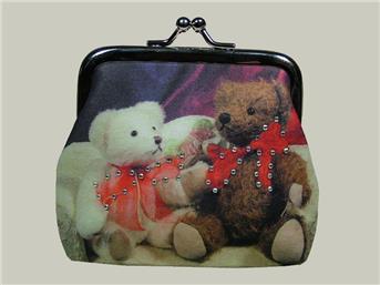 Clipgeldbörse 2 Teddybären / Sofa, Mario Moreno, Colorline, Smile-Bags, 10x9cm