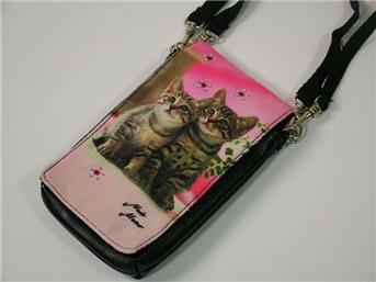 2 Katzen Handytäschchen (neu) Tigerkitten, Mario Moreno, Colorline, Smile-Bags, 13x8cm