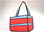 2D Waggy Bags, Handtasche rot, blau, Druckknöpfe, "Shoreblue" 42x30cm