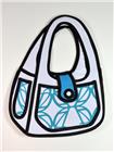 2D Waggy Bags, Handtasche, weiß, türkis, mit Druckknopf, "Tüfloba" 40x32cm