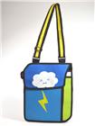 2D Waggy Bags, Umhängetasche, blau, grün, Gewitterwolke mit abnehmbaren Trägern, "Gritzo" 35x29cm