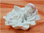 Blumenengel Polyresin, Engel im Blütenbett, 8x5x8cm