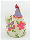 Polyresin Huhn, mit Blumenmotiv, 12,5x14x17cm, Gartendeko