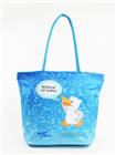 Malwin die Möwe Trapez-Tasche, "Borkum ist super", blau, 47x38x17cm