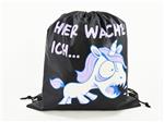 Sportbeutel, "HIER WACHE ICH..." bissiges Einhorn, 35x40cm