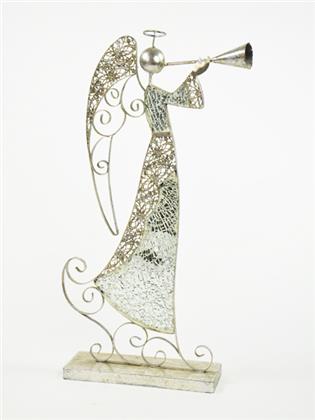 Dekofigur, Engel mit Posaune, aus Metall, 22x6,4x41 cm